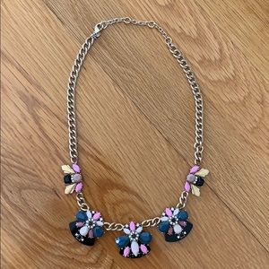 J. Crew statement necklace, gold/navy/blush/pink